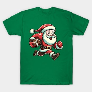 Retro Santa Claus Football Player T-Shirt